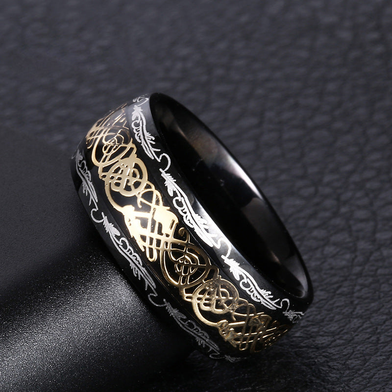 Elegant Black Wood Grain Ring - European Fashion Design