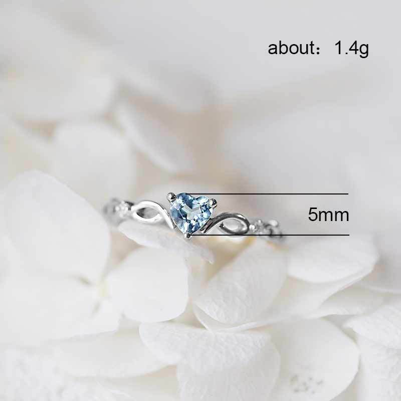 Fashion Heart-Shaped Zircon and Blue Topaz Copper Ring Jewelry