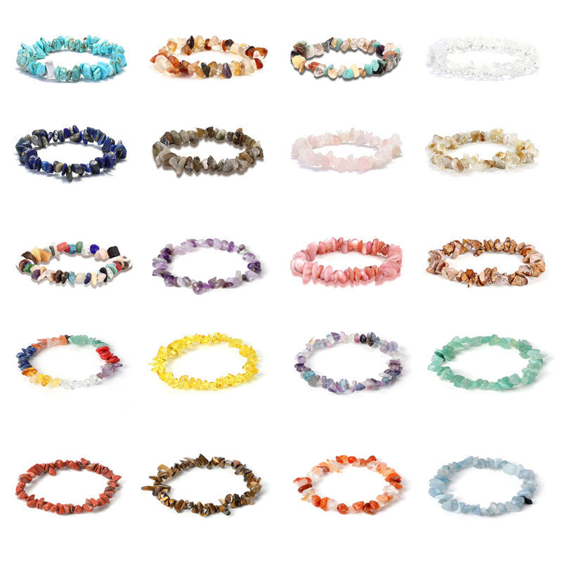 Irregular Stone Beaded Bracelet with Multicolor Natural Crystal Beads