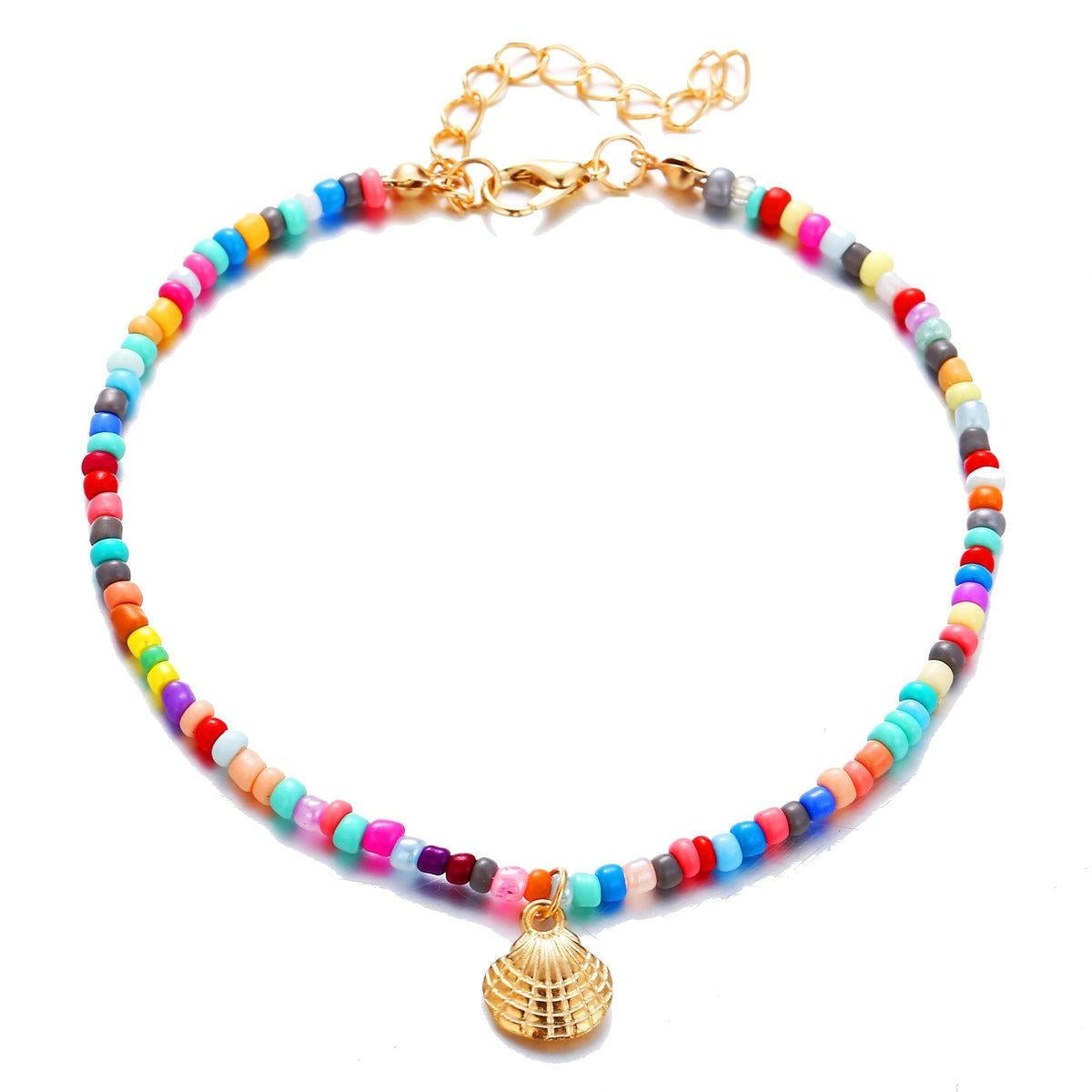 Creative Vintage Bohemian Shell Pendant Beaded Anklet Bracelet