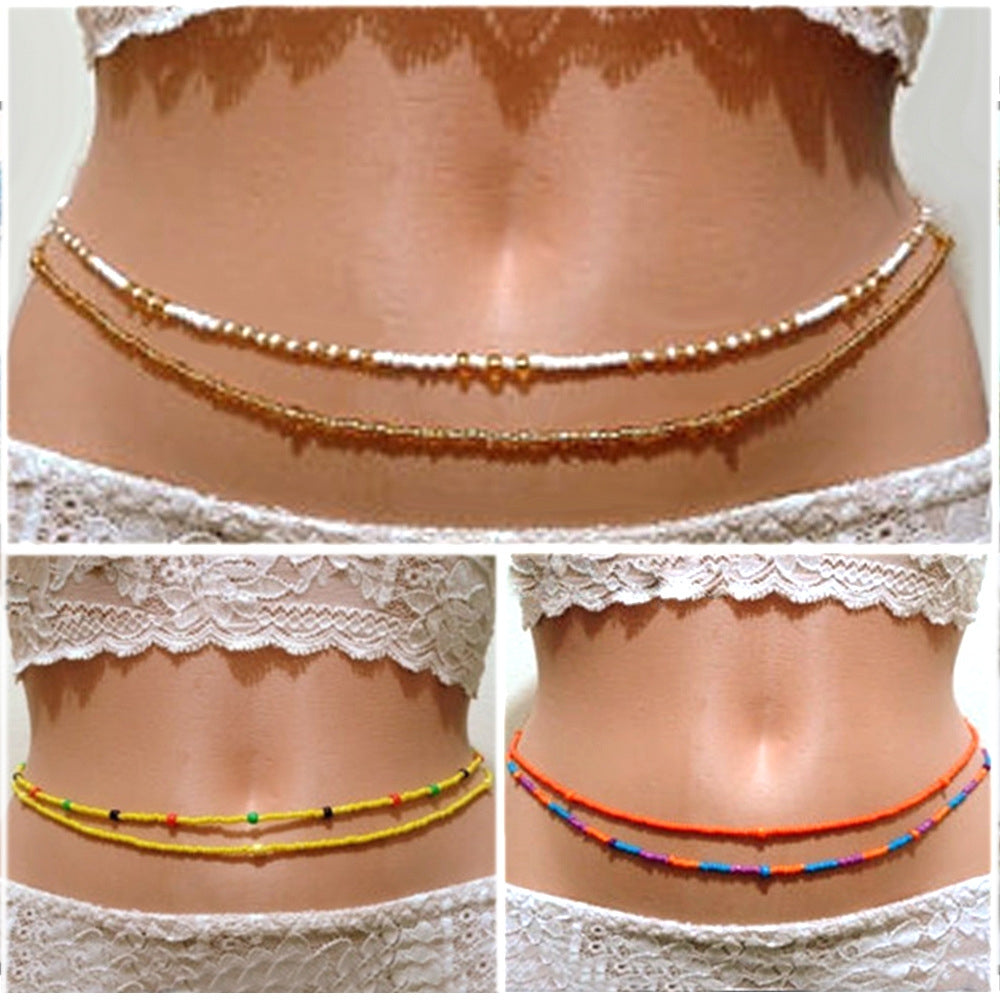 Ethnic Beaded Colorful Waist Chain for Women - Beach Bikini Body Jewelry