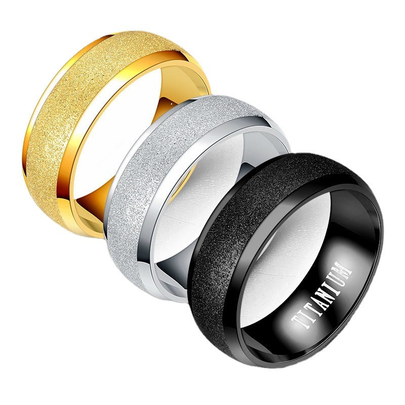 Simple Black Titanium Steel Hypoallergenic Couple Rings
