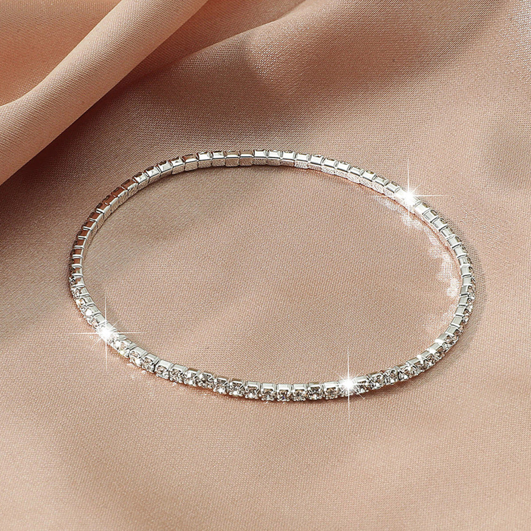 Geometric Elastic Rhinestone Crystal Bracelet 2.0mm Bridal Jewelry