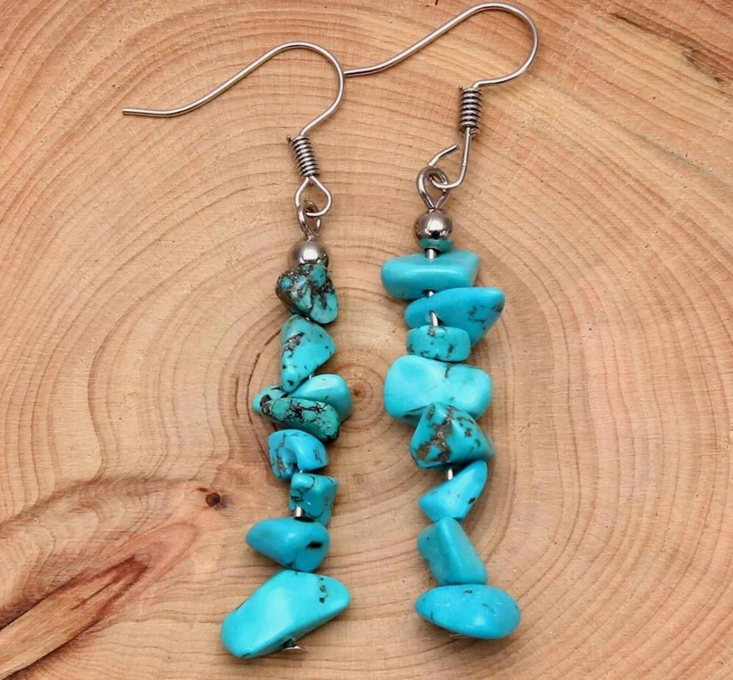 Retro Irregular Natural Crystal Stone Drop Earrings