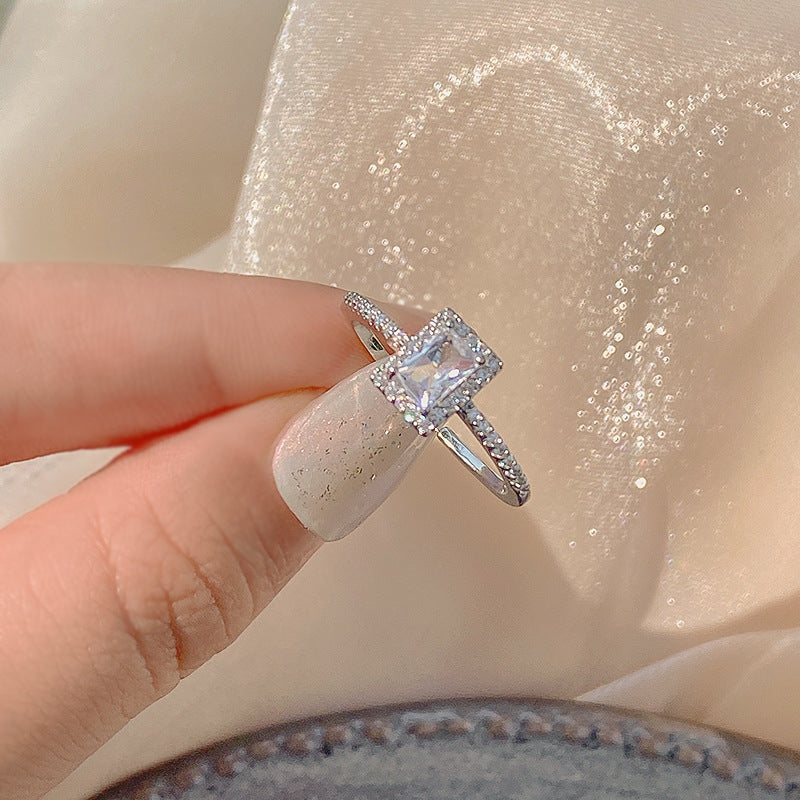 Fashion Leaf Zircon Adjustable Open Ring for Women