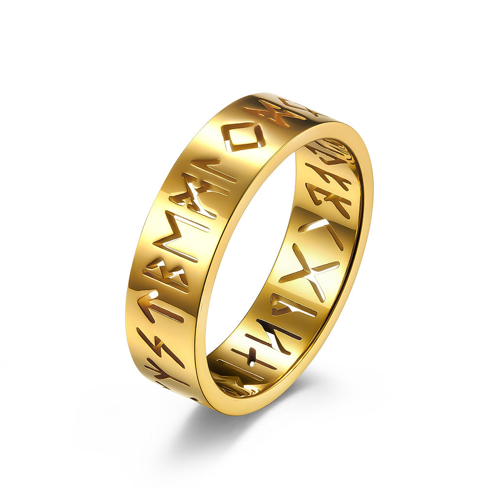 Nordic Rune Stainless Steel Ring for Men and Women