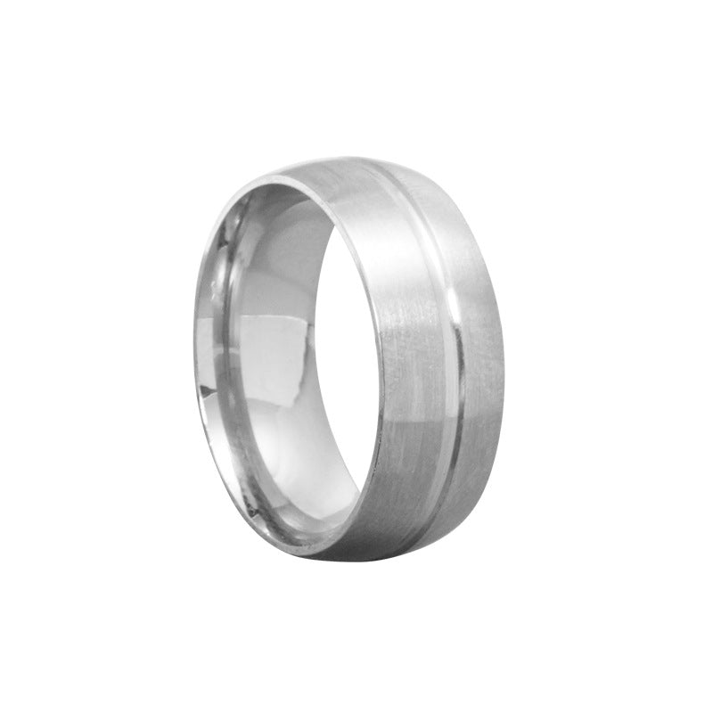 Simple Matte Black Stainless Steel Ring - 8mm Men's Fashion Jewelry