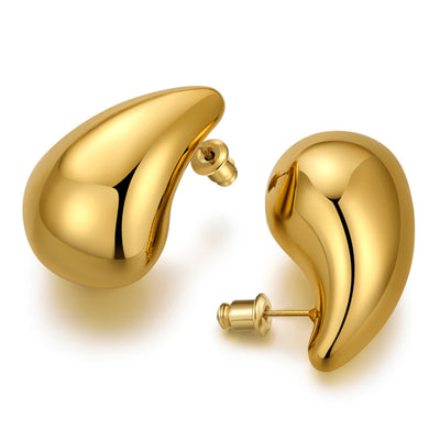 1 Pair Minimalist Water Drop 18k Gold Plated Stainless Steel Clip-On Earrings