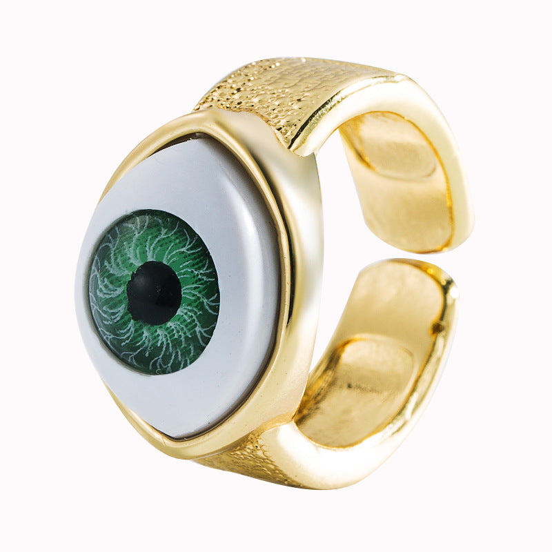 Fashion Heart Eye Shell Copper Zircon Open Ring