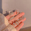 Fashion Leaf Zircon Adjustable Open Ring for Women