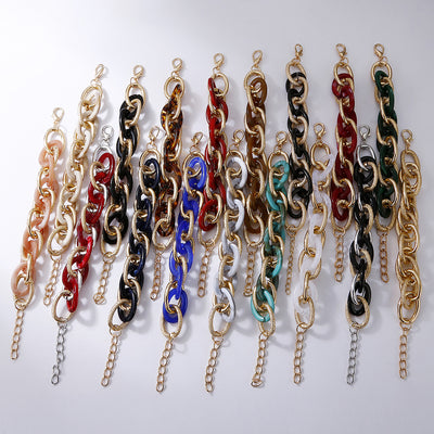 Geometric Multi-layer Metal and Acrylic Leopard Print Bracelet