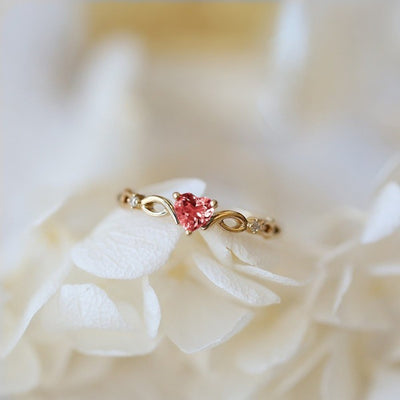 Fashion Heart-Shaped Zircon and Blue Topaz Copper Ring Jewelry