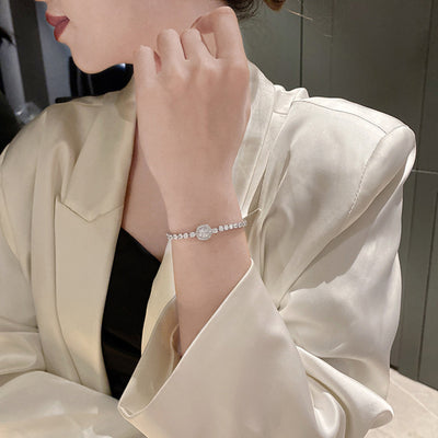 Fashion Adjustable Geometric Square Rhinestone Bracelet in Silver