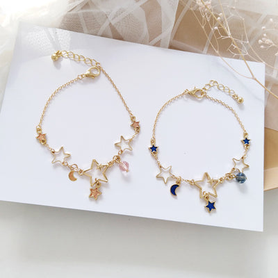 Fashion Star and Moon Pendant Alloy Bracelet for Women