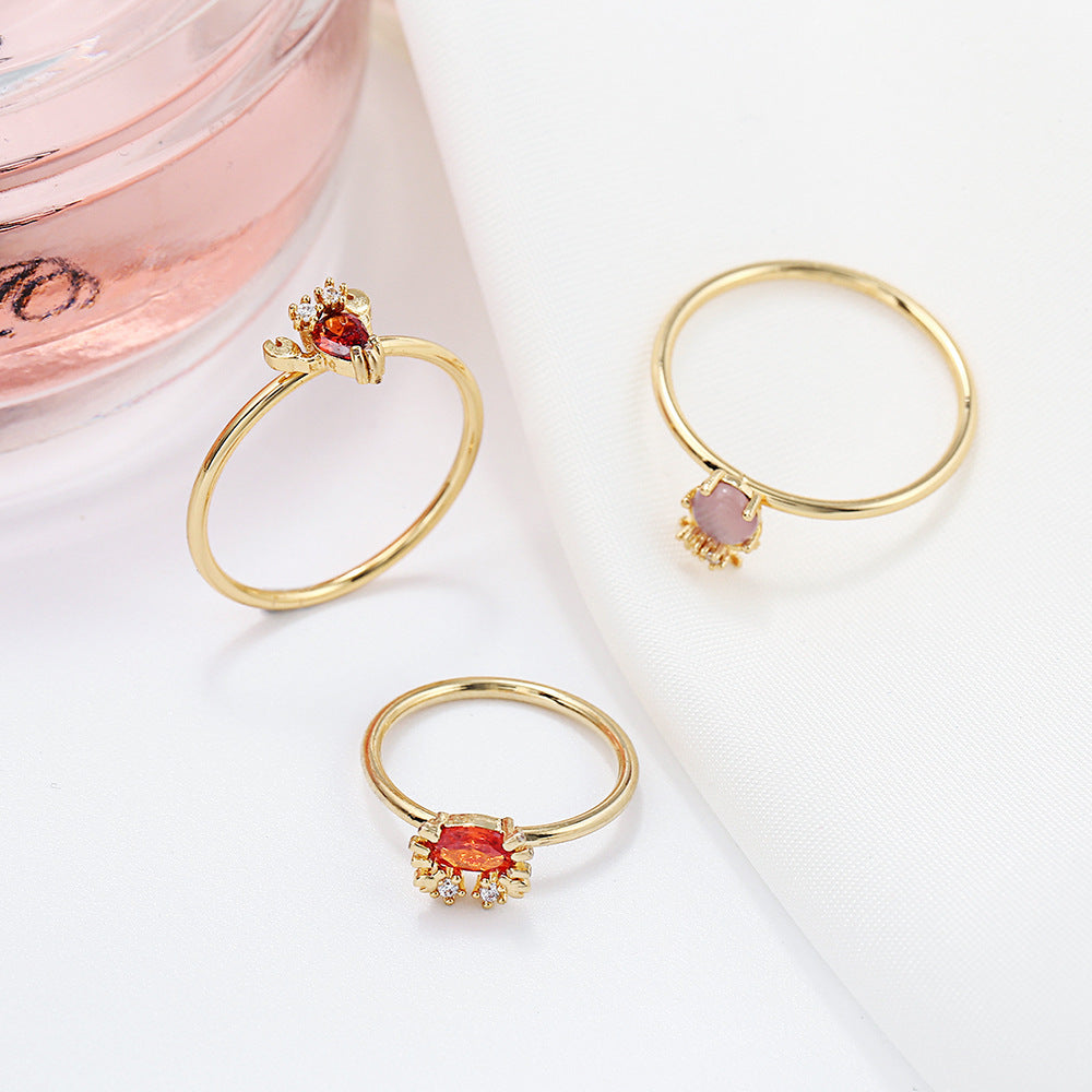 18k Gold Colorful Zircon Marine Animal Ring